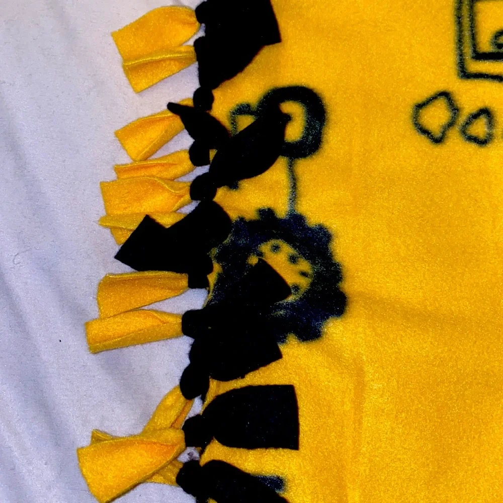 Yellow/Black Tractor Double Tie Fleece Toddler Blanket